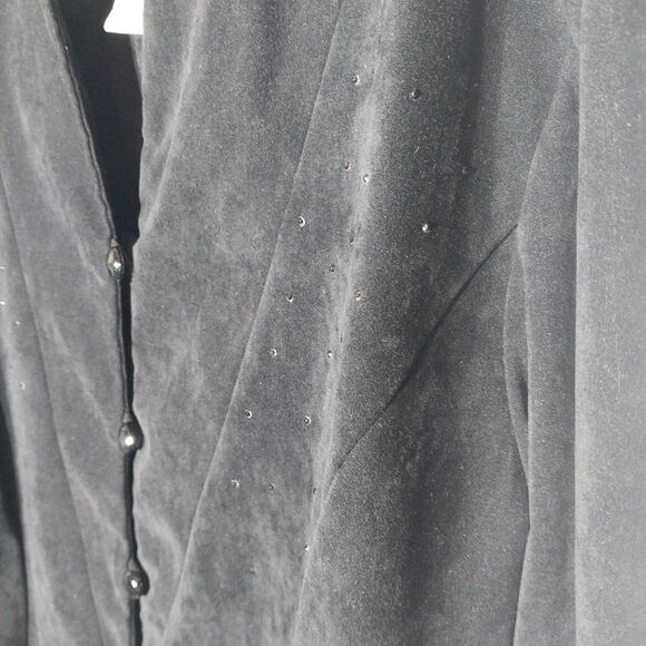 John Roberts 2 PC Suit 16 Black Faux Suede Knee-length Skirt Embellished Blazer - Picture 10 of 15